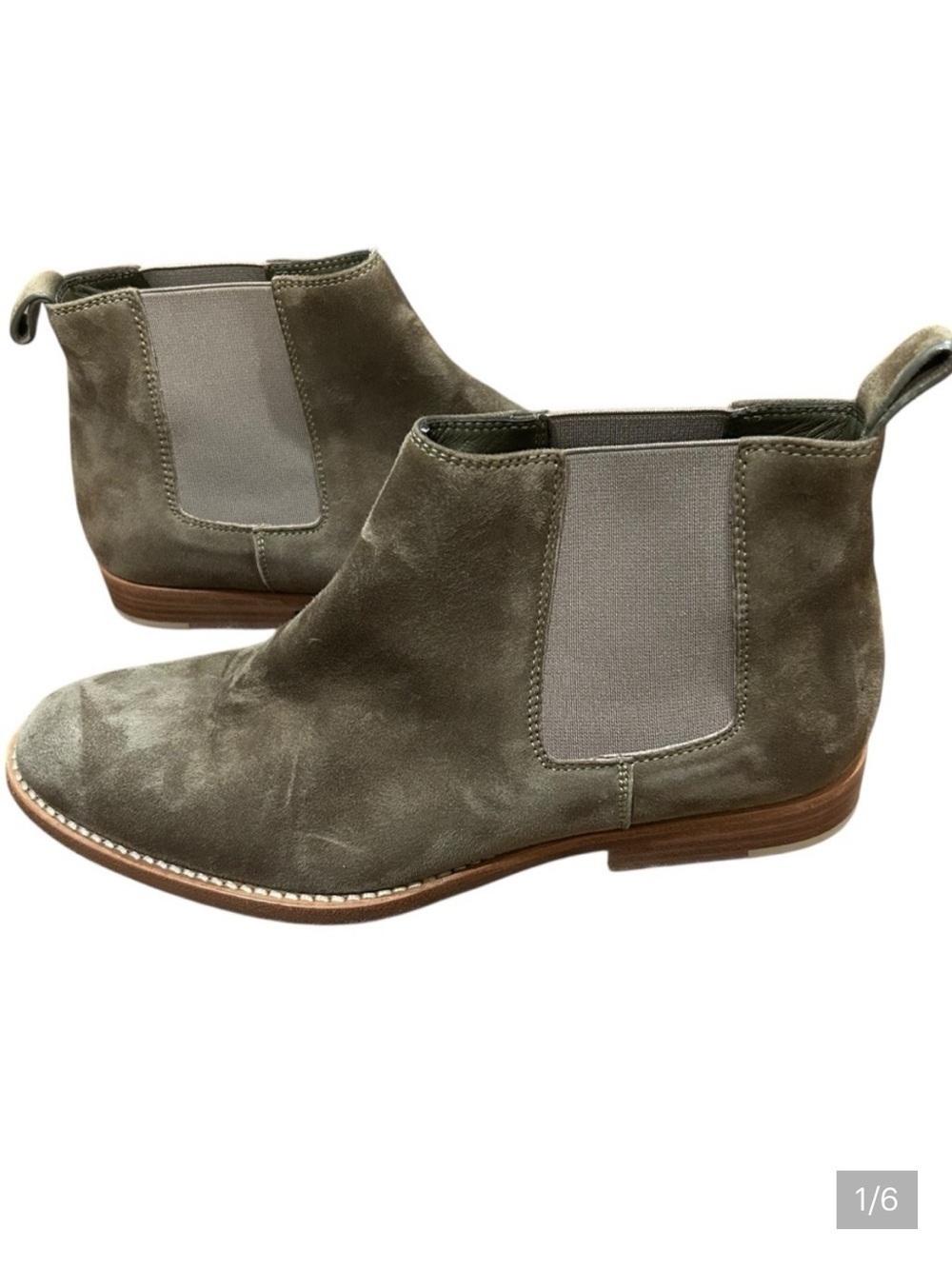 Jenni Kayne suede Chelsea ankle boot size 37 US 7 slip on olive green
